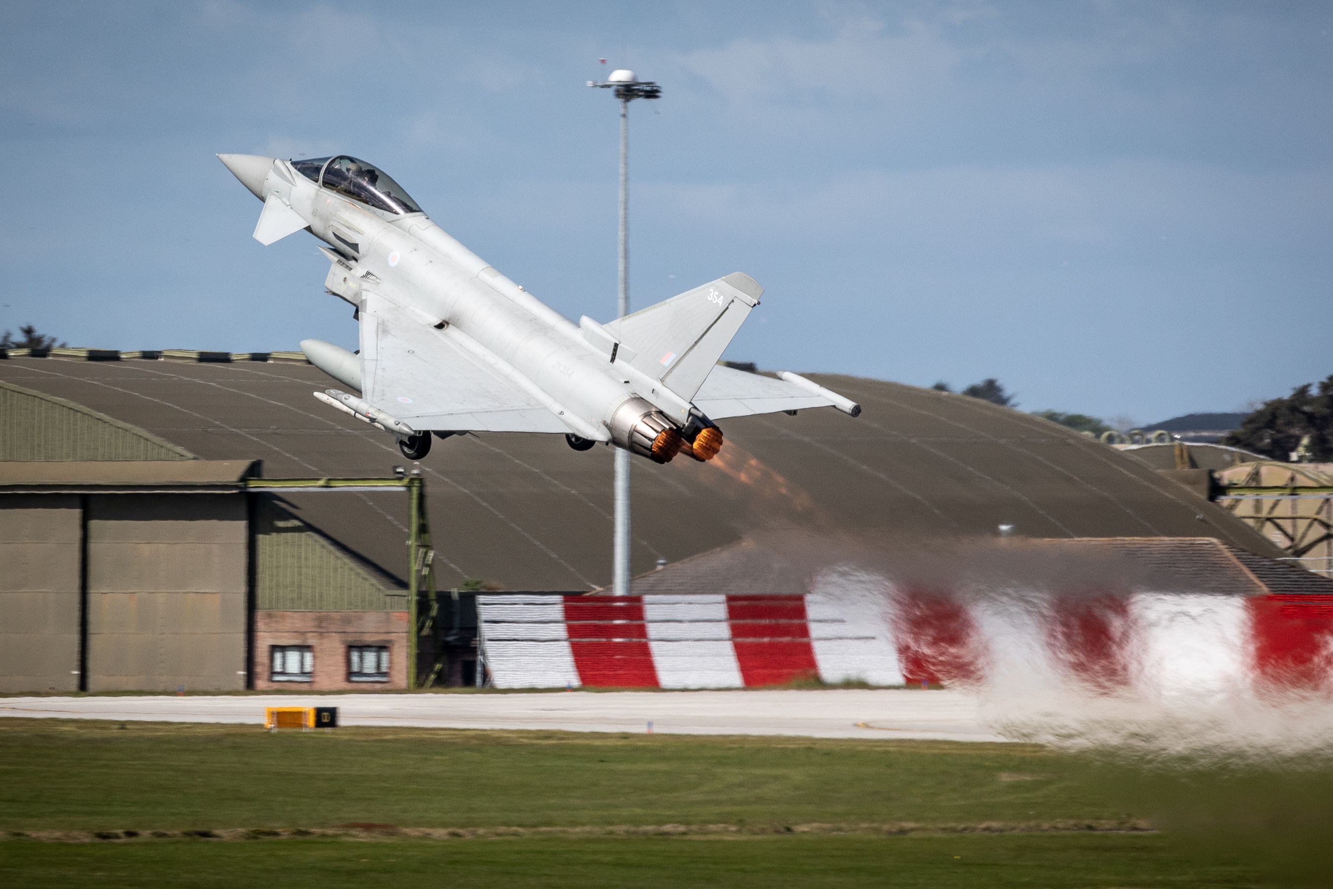 Typhoon taking off from runway.